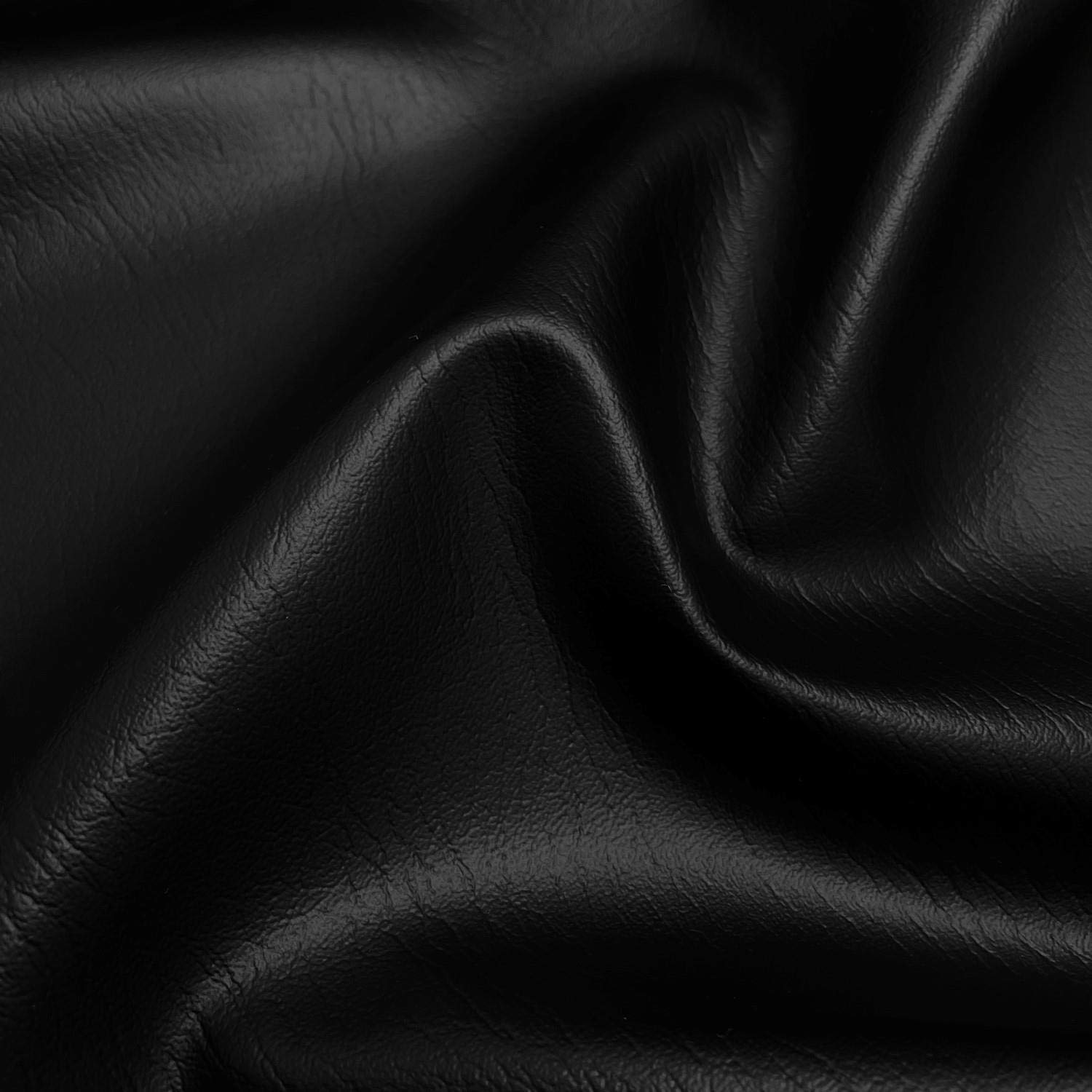 I Want Fabric Black - Heavy Feel Faux Leather Leatherette Vinyl Pvc Upholstery Material Fabric Sold By The Metre