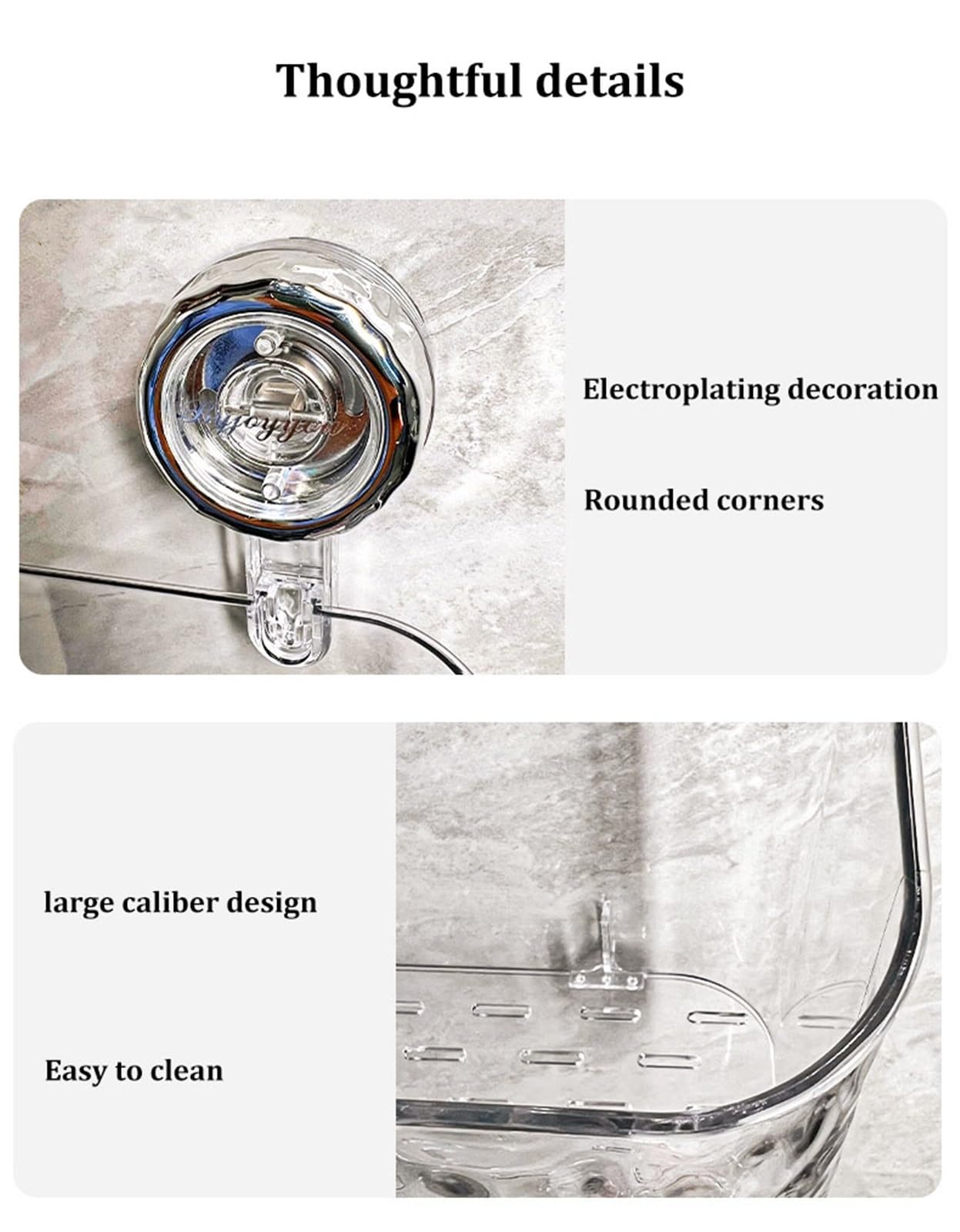 Estante de baño con ventosa, organizador de pared transparente sin taladro, para ducha, cocina y baño, estante de ducha impermeable para jabón, champú y cepillo de dientes