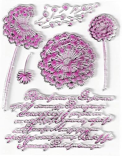 Miniatura 10 de Sellos transparentes de hojas de burbujas de diente de león para decoración de tarjetas álbumes de recortes ramas circulares de flores florales de