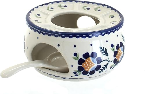 Miniatura 3 de Calentador de tetera de ramo de cerámica polaca de rosa azul