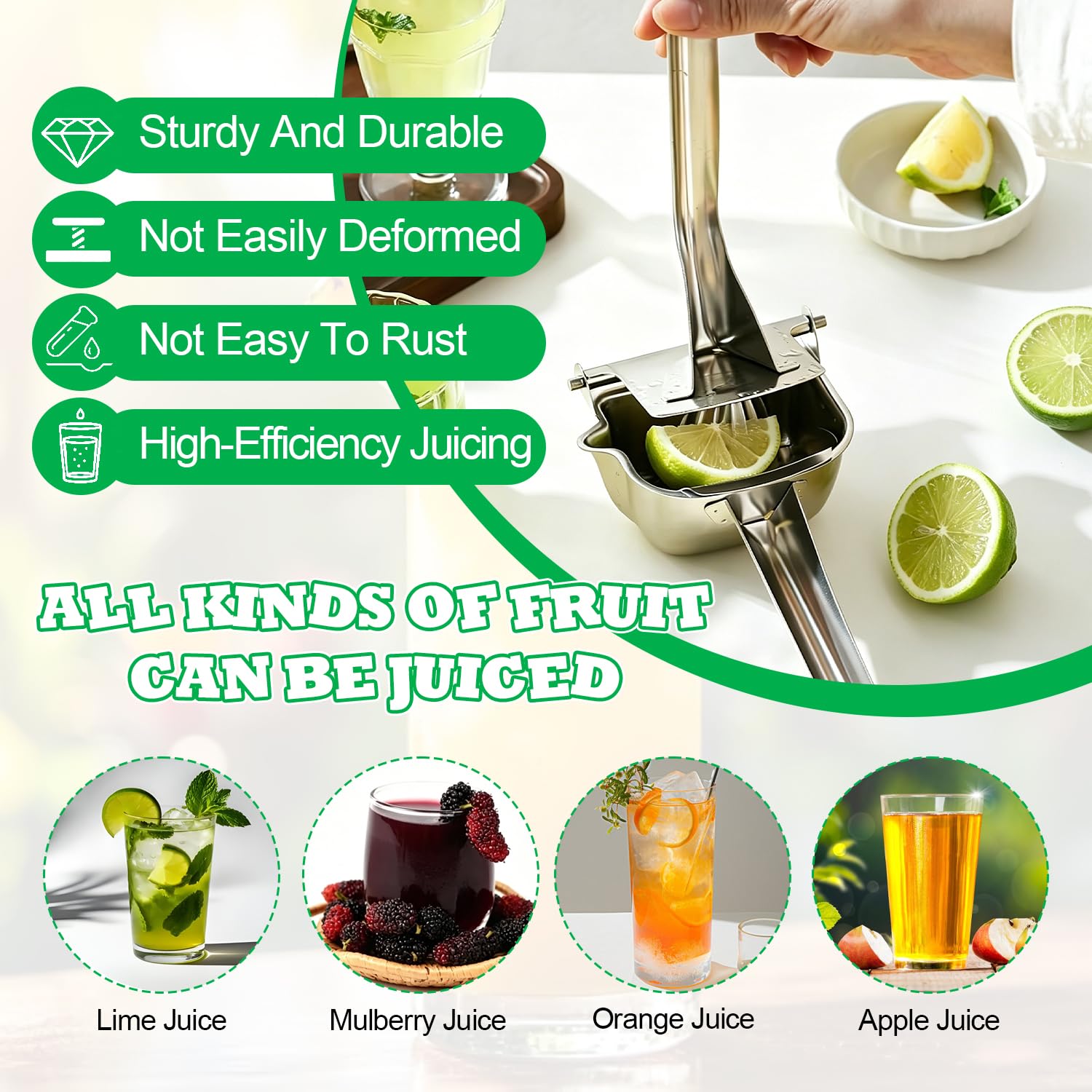 2 Piezas Acero Inoxidable 304 Exprimidor Limon Exprimidor Manual Lemon Squeezer Principio de Palanca Exprimido Eficaz Facil de Limpiar para Limones Naranjas Limas Granadas y Otras Frutas | Acero inoxidable 304 | Mango ergonómico | compacto ahorra espacio