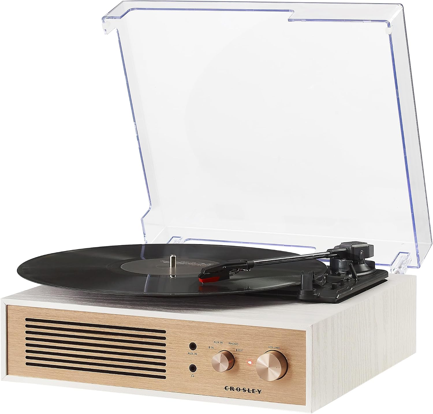 Crosley CR6045A-CR Miles 3-Speed Bluetooth in/Out Record Player Turntable with Built-in Speakers, Crème