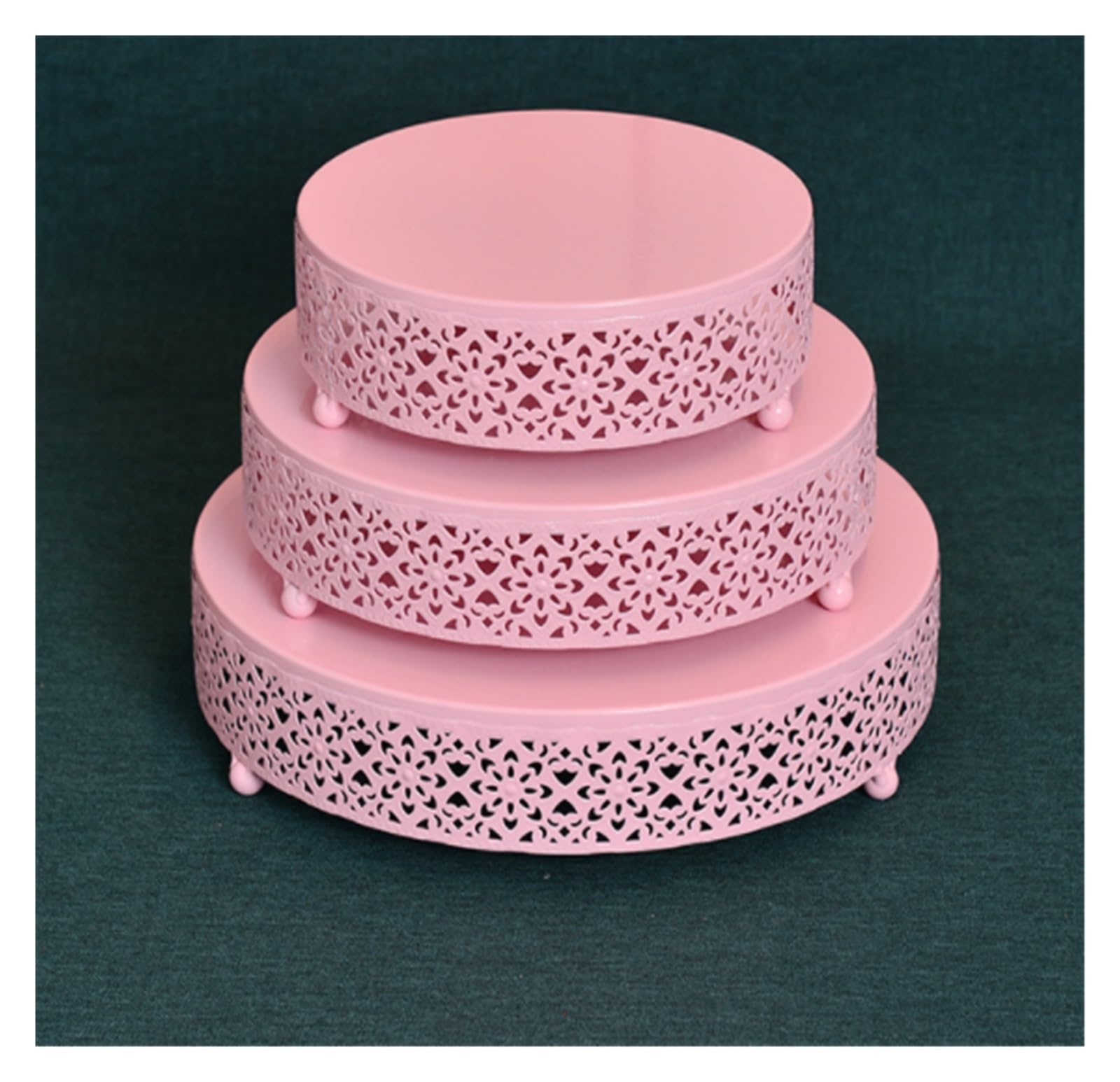Stojak Na Torty Zestaw 3 Stojaków Na Ciasto Okrągłe Metalowe Stojaki Na Ciasto Na Wesele Patery Na Ciasta(Pink)