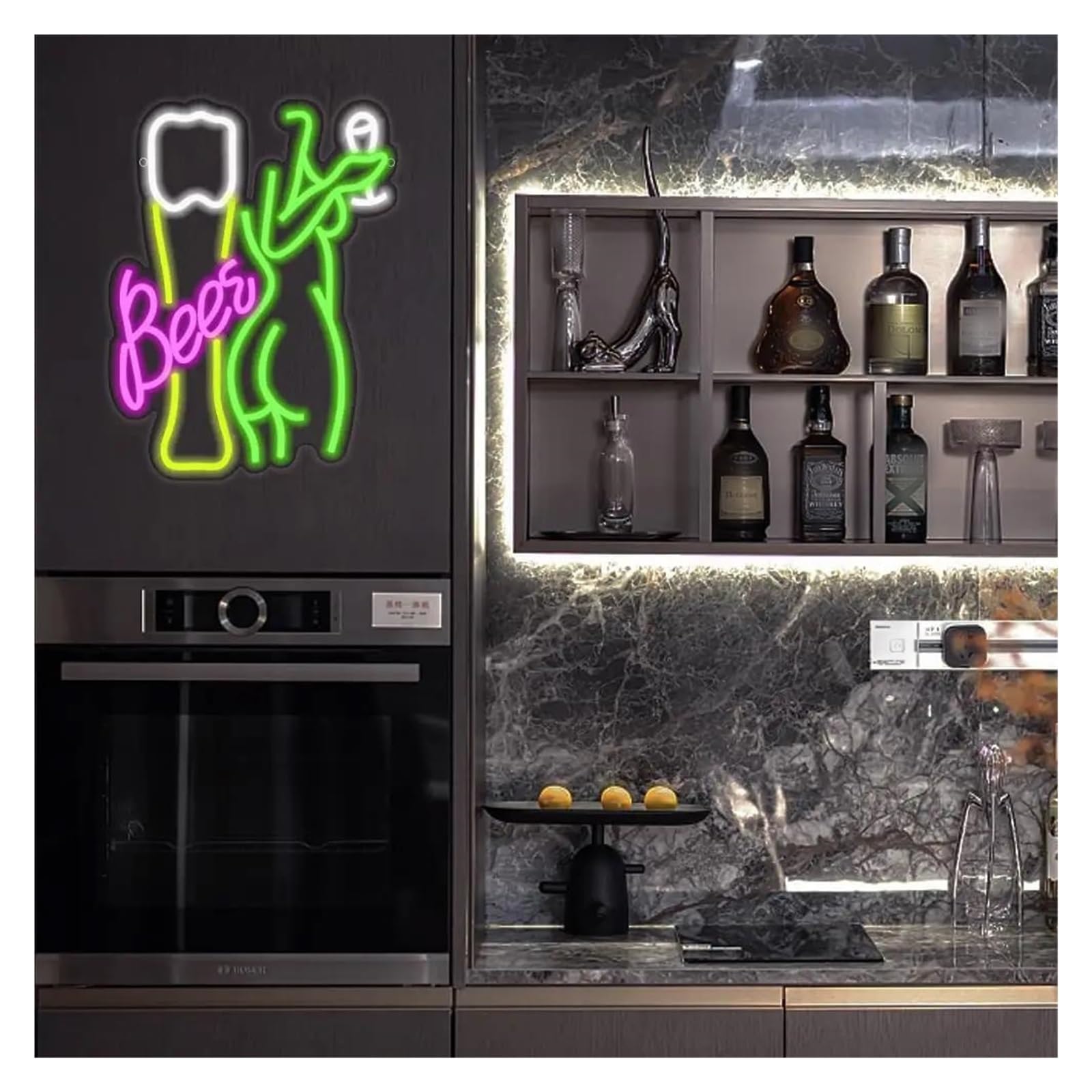 Luces de neón Letrero De Neón Beer Luz Para Copas De Vino, Publicidad, Alimentación Por USB, Para Bar, Club Nocturno, Tienda, Decoración De Fiestas, 29cmх38cm