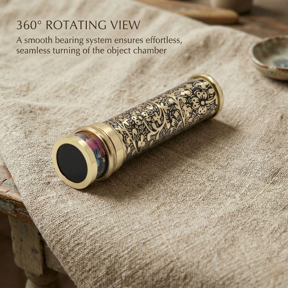 RII Kaléidoscope classique en laiton laqué gravé à la main, idéal pour quelqu'un de spécial, 17,8 x 3,8 cm