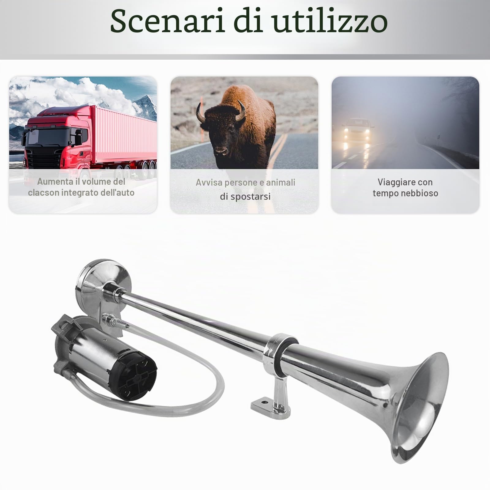 Trombe Auto 12v Bitonali, Trombe Camion Per Trattore Da 150Db, | Diametro Di 450 Mm, Adatto A Una Varietà Di Modelli Di Auto, Camion, Trattori, Motociclette E Barche Ecc