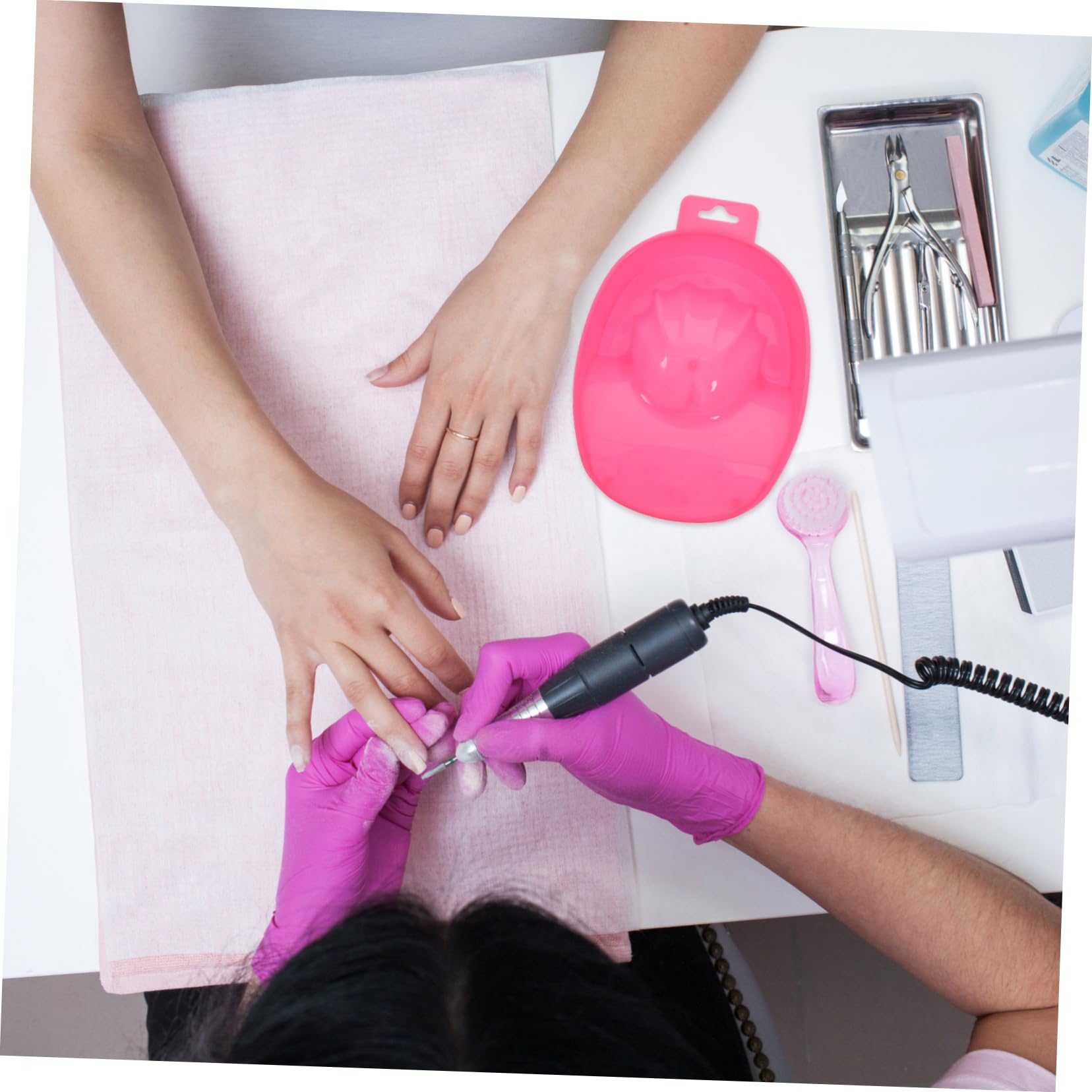 Gogogmee Nail Removal Bowl Soak Tray 4pcs Pink Nail Care Bowl for Manicure Tools