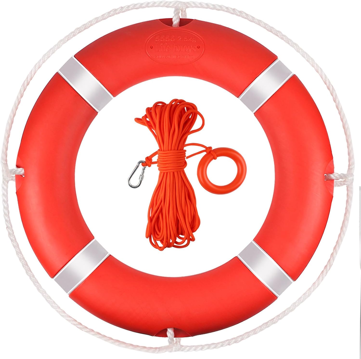 Life Ring, 23"/28" Boat Safety Throw Rings, Life Preserver Ring with Bracket and 98.5 FT Floating Rescue Rope, Outdoor Professional Throwable Flotation Device
