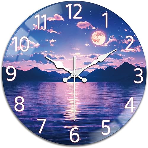Miniatura 12 de peacoblue Relojes de pared con pilas, 12 pulgadas, reloj de pared redondo de cristal de café, sin tictac, para cocina, sala de estar, comedor,
