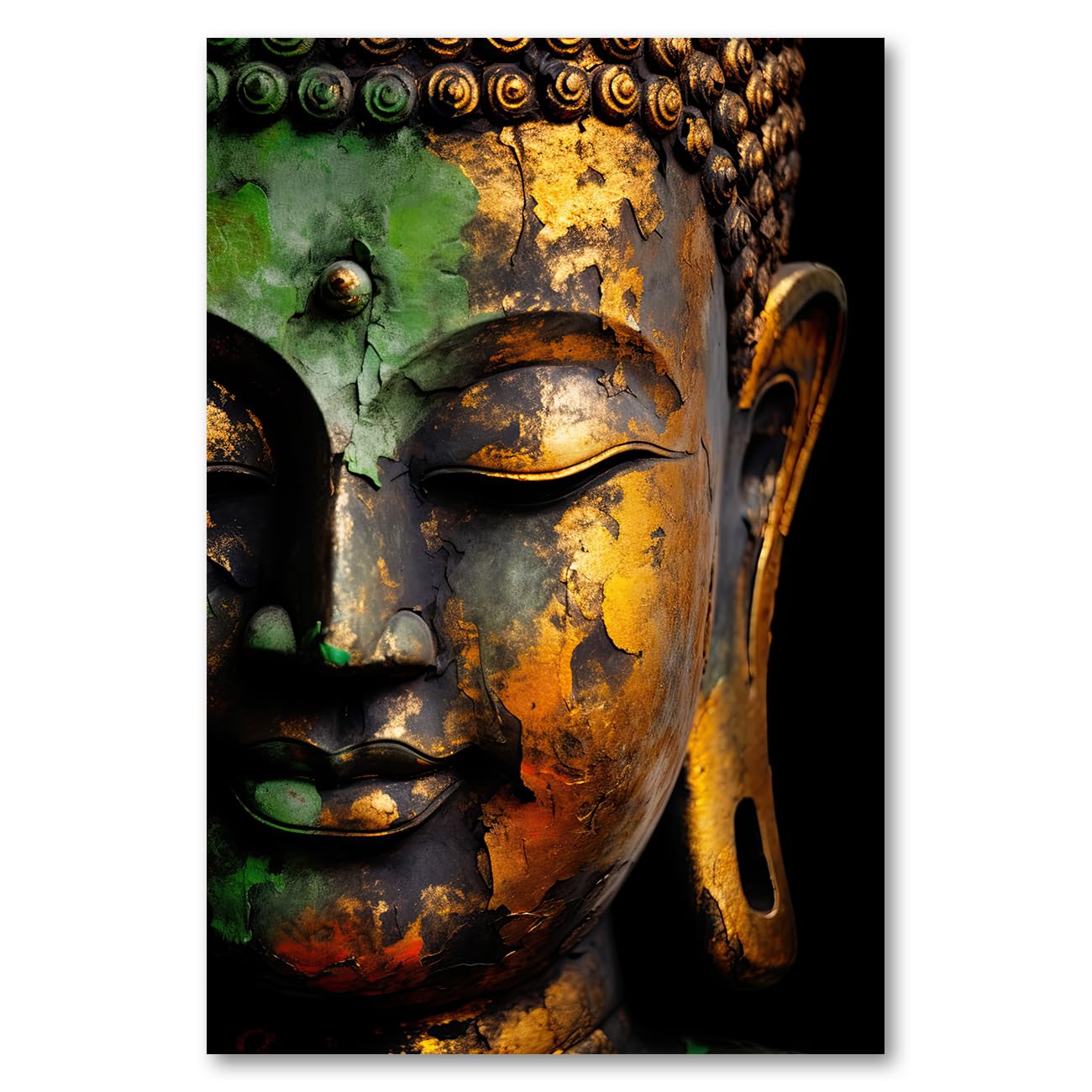 CCWACPP Stampa artistica da parete su tela con Buddha dorato, immagine zen con statua di Buddha, moderna decorazione per meditazione, yoga, sala da ufficio, cornice (30 x 45 cm
