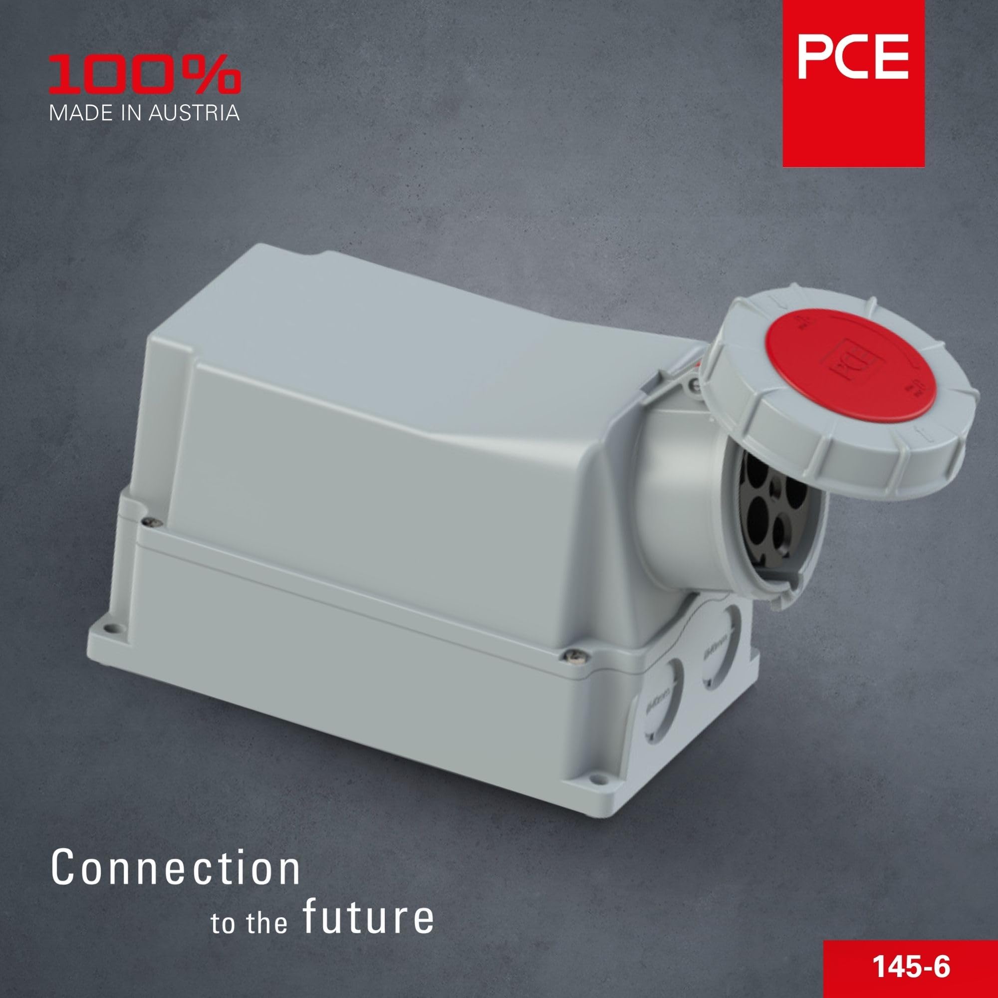 PCE Twist 145-6 Gniazdo Ścienne CEE 125A 5-biegunowe 400V IP67, 1 Szt. | Wytrzymałe gniazdo siłowe 5p 6h, idealne do przemysłu i warsztatu, wysoka odporność na warunki atmosferyczne i pył.