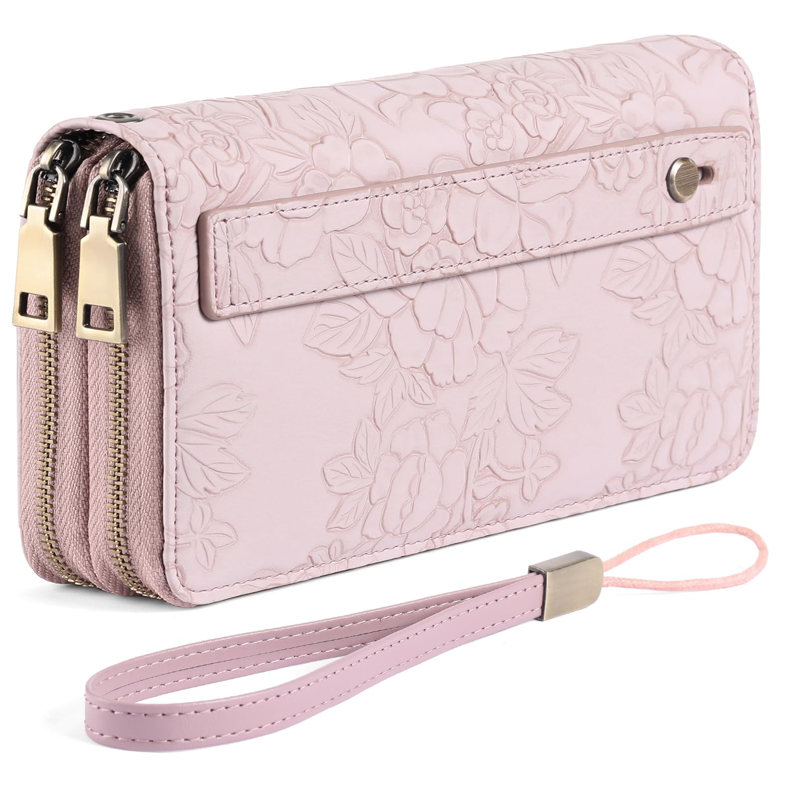 GAEKEAO Portafoglio Donna Grande, Portamonete Vegan in Pelle, Porta Tessere Blocco RFID, Portacarte di Credito, Porta Tessere, Borsellino Doppia Cerniera, Idee Regalo