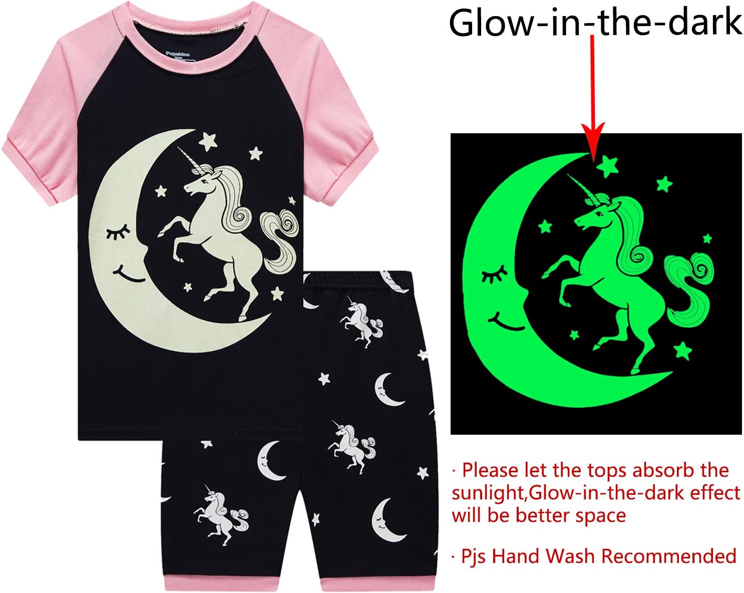 Popshion Little Girls Pajamas Summer Short Sets Mermaid Sleepwear 100% Cotton Toddler Pjs Clothes Size 2-8 Years - Image 2