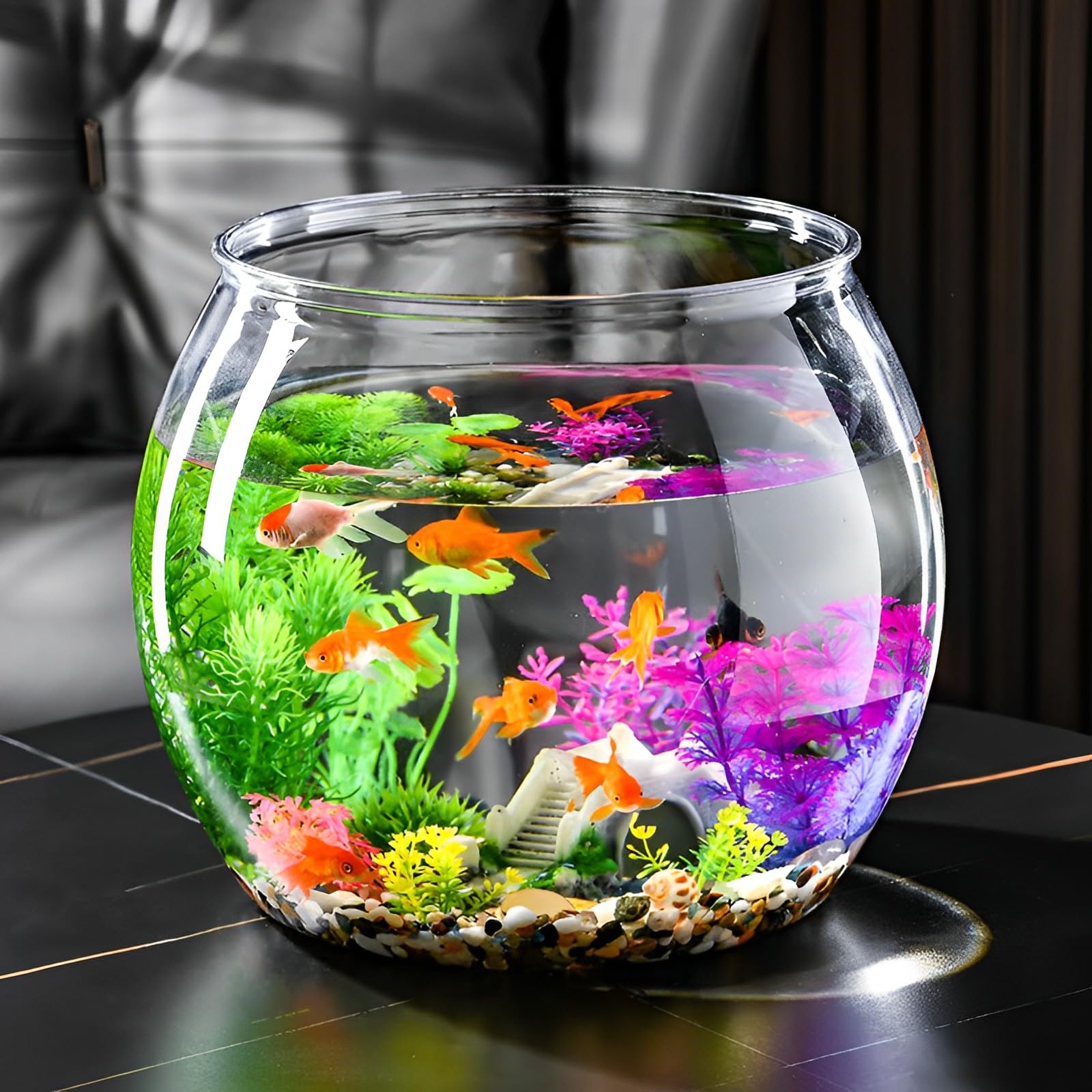 Amazon | RYAKOIM 金魚ボウル 小型 水槽 丸金魚鉢 高プラスチック透明 
