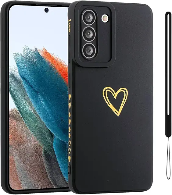 Coque Samsung A03s avec motif cœur doré - Housse silicone souple TPU antichoc