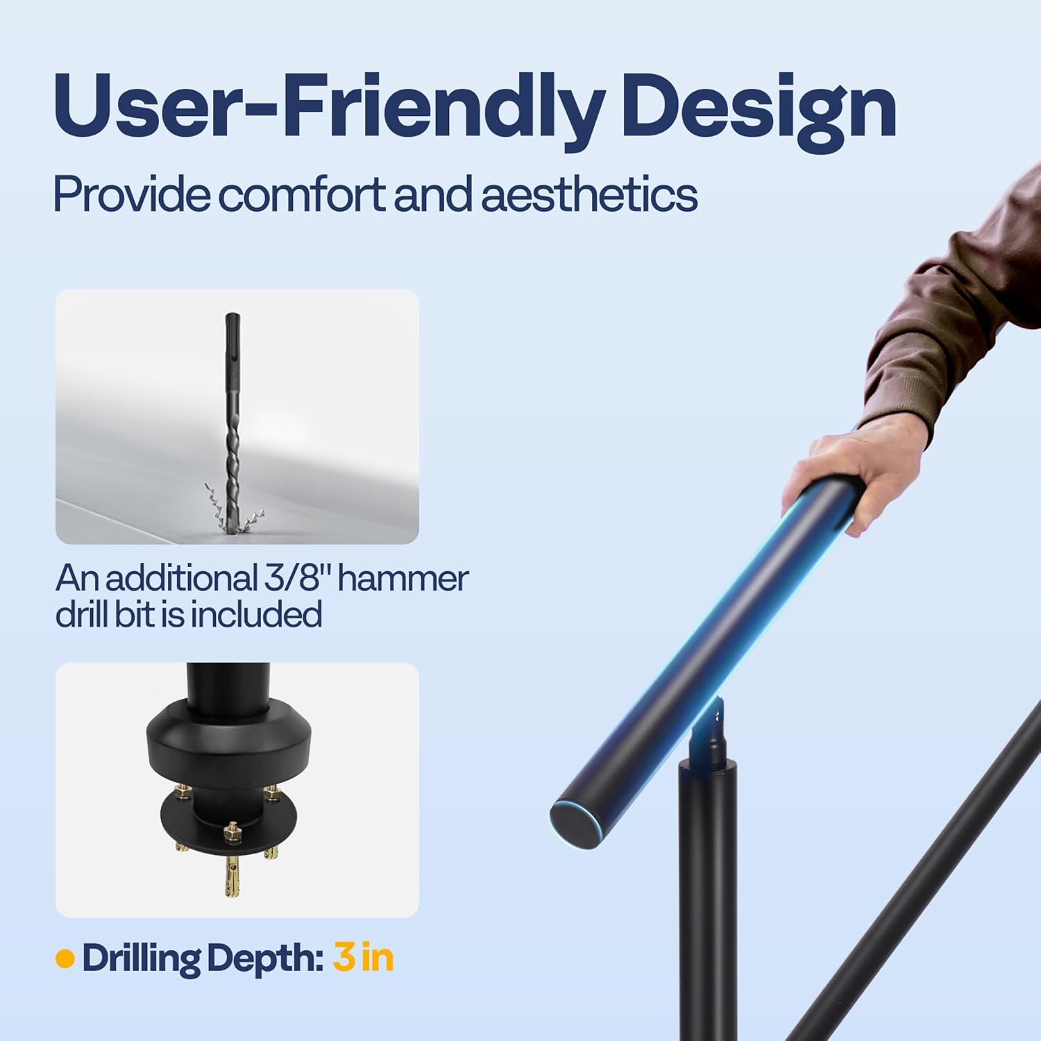 Elderly woman using VIVOHOME handrail on outdoor steps