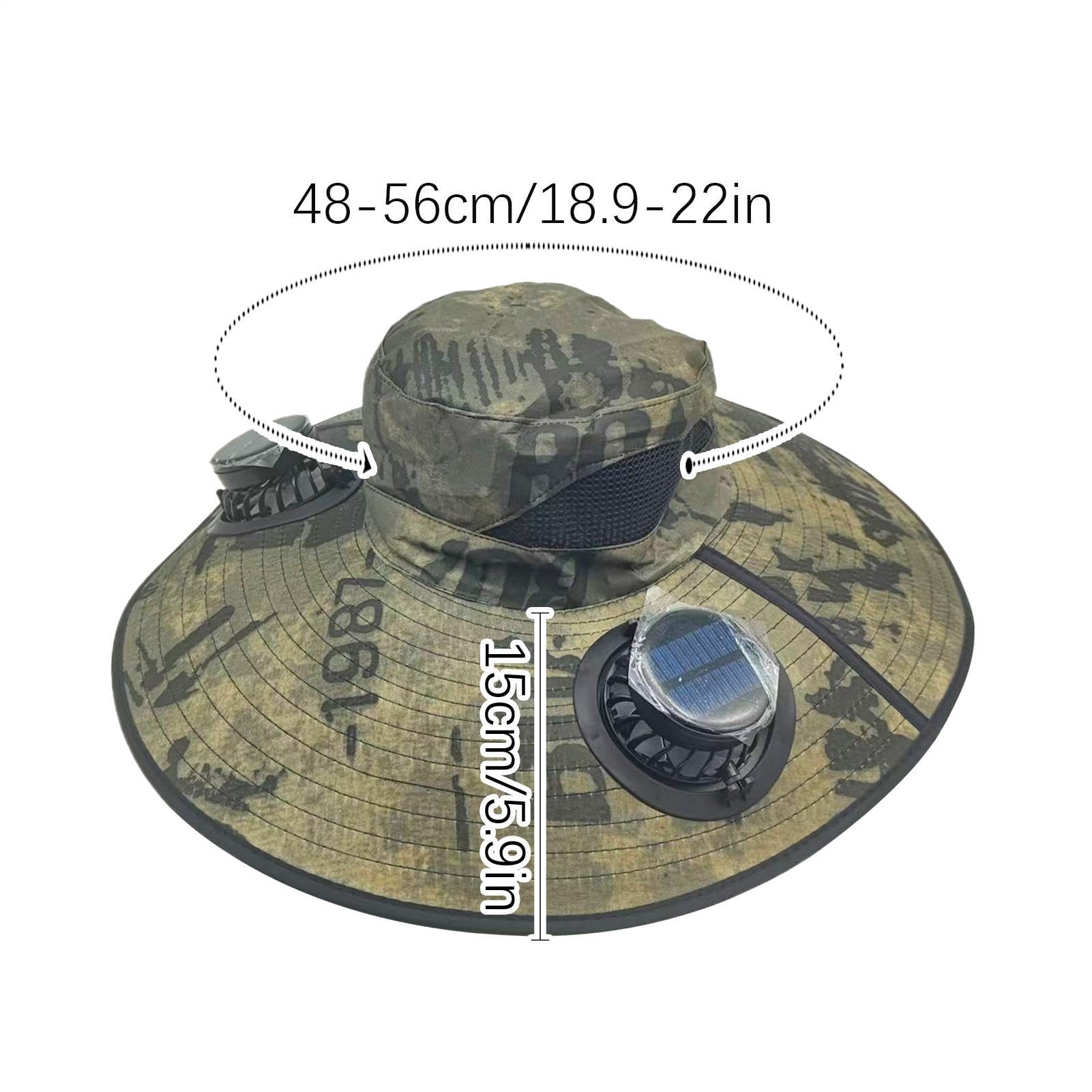 Chapeau pour Ventilateur Solaire - Casquette de Protection UV pour Randonnée en Pleine Nature pour Homme, Ombrelle Rechargeable par USB, Bord Extra Large | Bonnet avec Ventilateur à Vent Portable