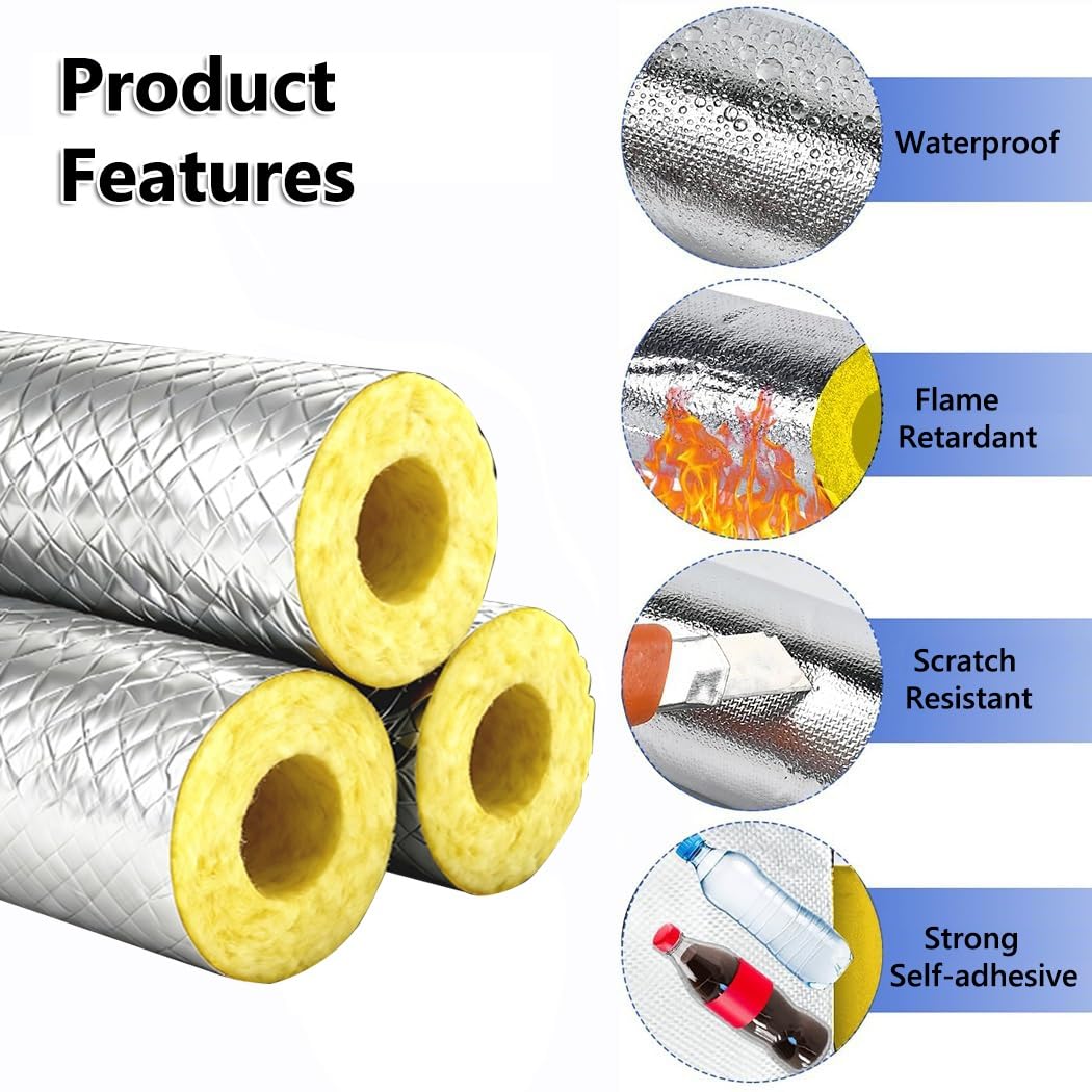 Aislamiento De Tuberías De Estufa, Tubo De Lana De Roca Con Aluminio, Aislamiento Térmico, Prevención De Incendios, Coquilla Aislante De Lana De Fibra De Vidrio(ID114.0mmxT50.0mmxL1.0m)