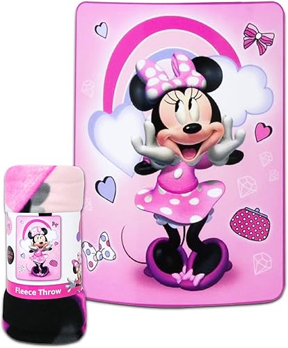 Miniatura 2 de Disney Minnie Mouse - Juego de manta de forro polar para niñas, paquete con manta de Minnie de 45 x 60 pulgadas, bolsa con cordón, calcomanías y más