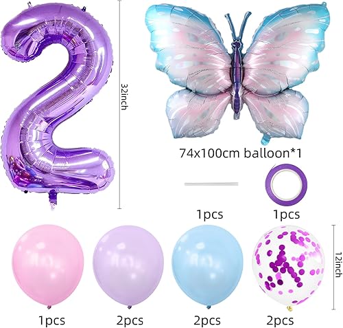 Decoraciones de cumpleaños de mariposa, 9 globos gigantes de mariposa coloridos, suministros de decoración de fiesta de mariposa para niñas, baby
