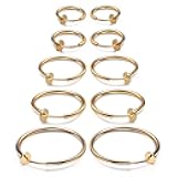 Clip on Hoop Earrings for Women Fake Nose Ring Faux Lip Septum Ring Fake Cartilage Earrings Spring Endless Hoop Earrings Non Piercing Lobes Men (5 Pairs,13mm-25mm,Mixed Colors/Sized)