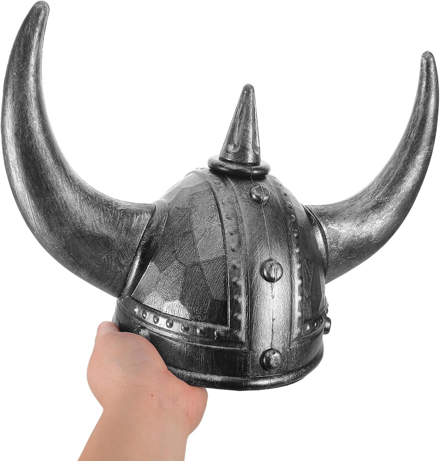 Viking Cosplay Helmet with Horns - Men’S Viking Costume Headpiece - Medieval Accessories for Party Decor and Role Playing (Silver)