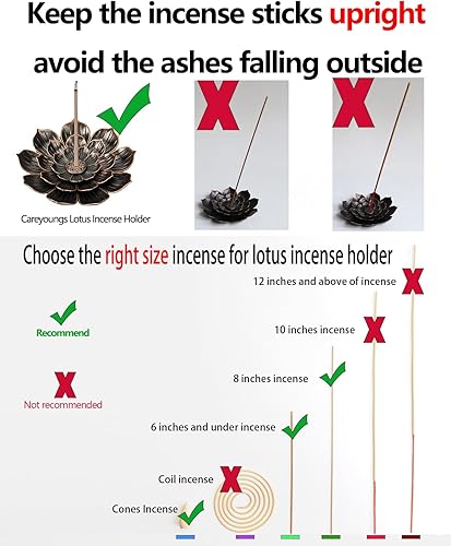 Miniatura 2 de Soporte de incienso para palos con atrapascenas desmontable de loto, 6 agujeros de incienso, quemador de incienso, decoración del hogar de metal