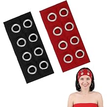2 Pcs Grommet Headband, Red & Black Eyelet Headband with Holes, Punk Style