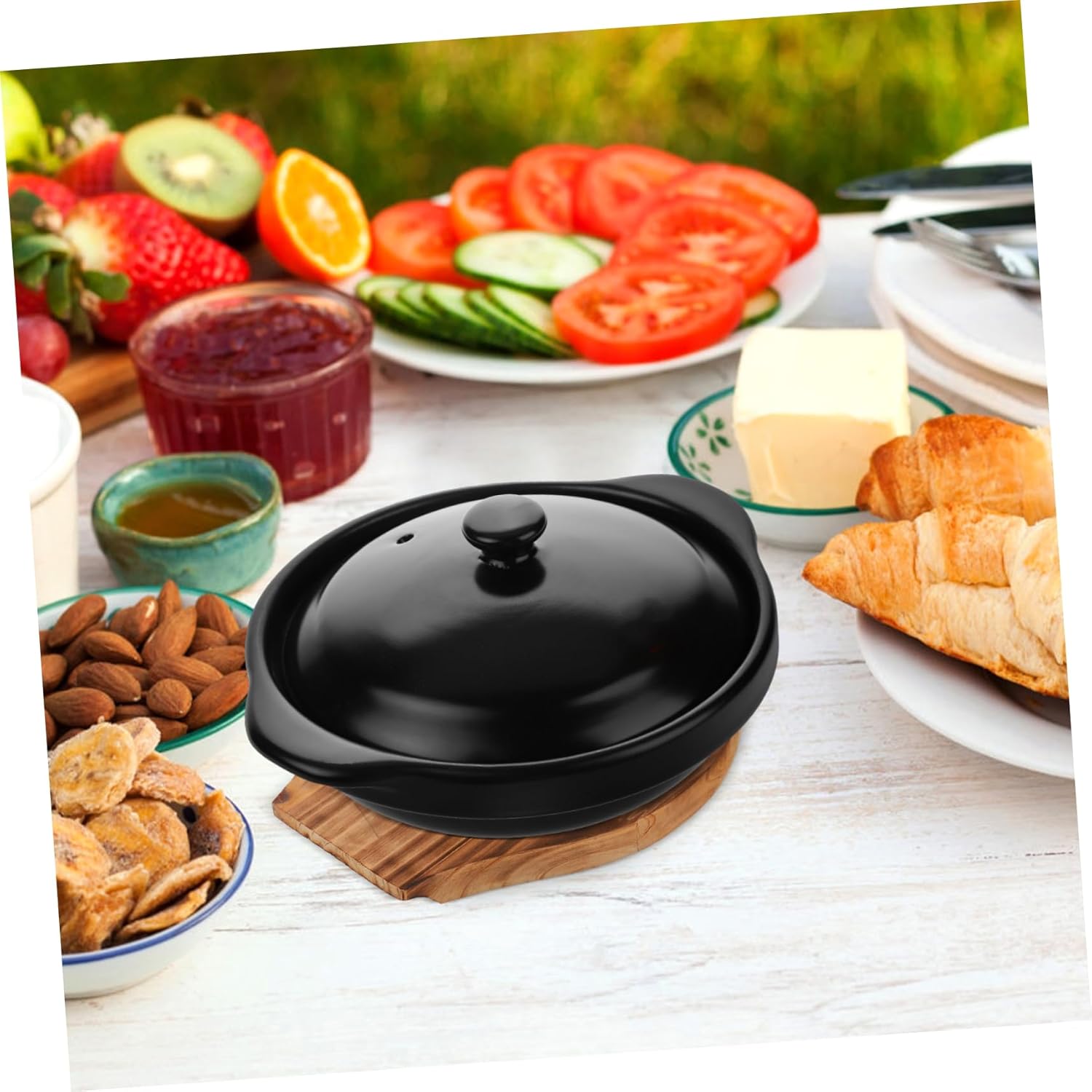 Japanese Ceramic Casserole Pot with Handle Even Heat Distribution Cooking Stew Pot for Bibimbap and Braised Rice Smooth Surface Stoneware Person Household
