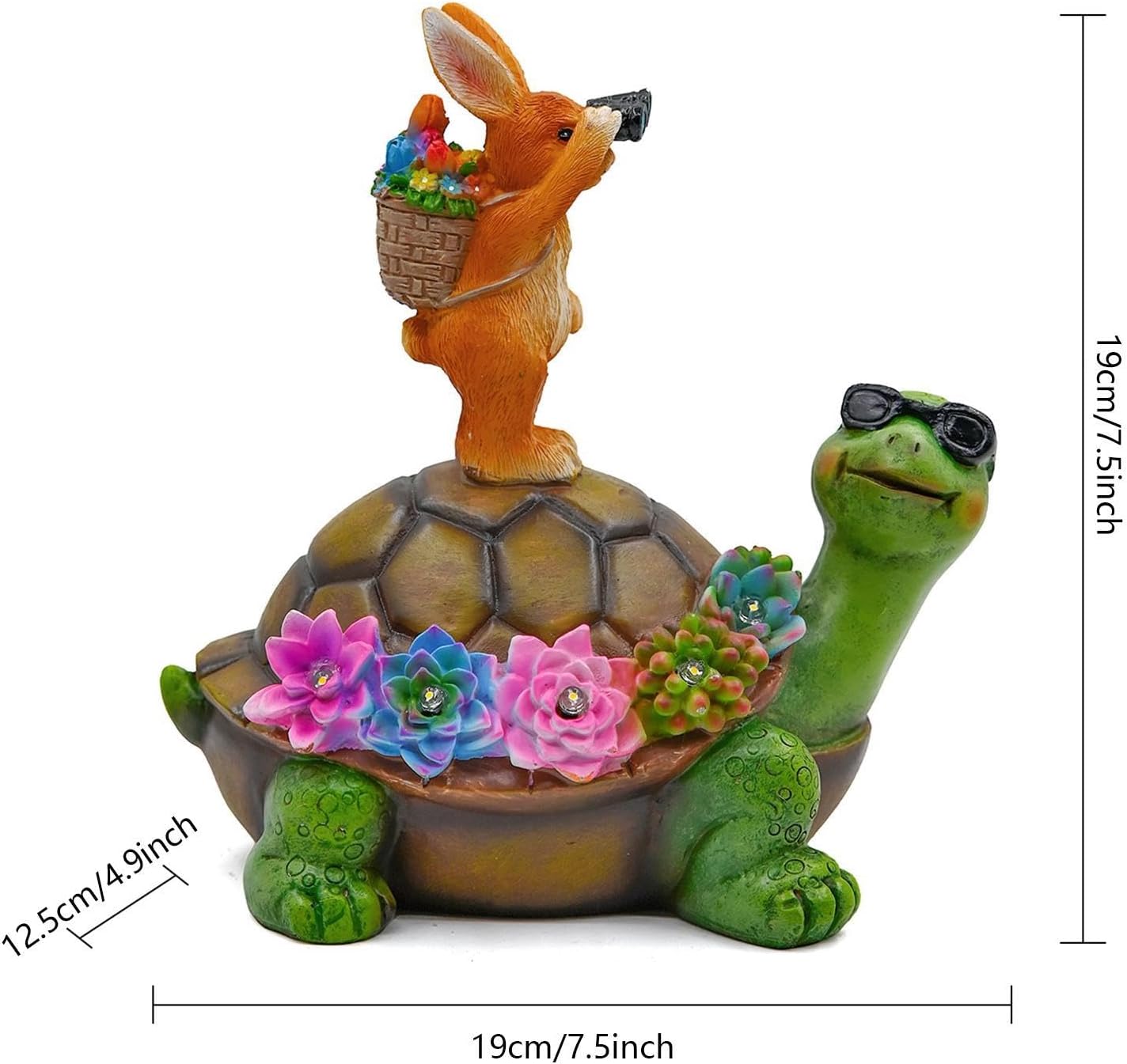 Outdoor Figurine Lights - Bunny Turtle Solar Garden Decor, Waterproof Animal Statue, LED Pathway Night Light | Decorative Landscape Sculpture for Lawn Walkway Flower Bed Porch Deck Patio Outside