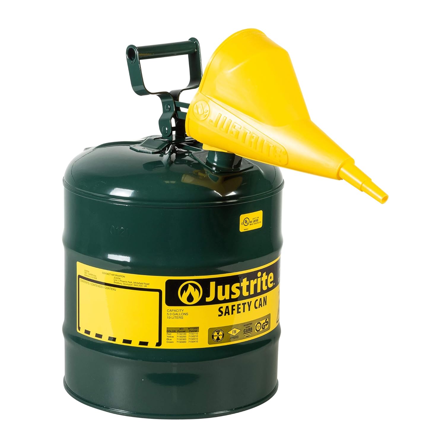 Justrite 7150310 Type I Galvanized Steel Kerosene Safety Can with Funnels Value Packages, 5 Gallon Capacity, Blue: Hazardous Storage Cans: Industrial & Scientific