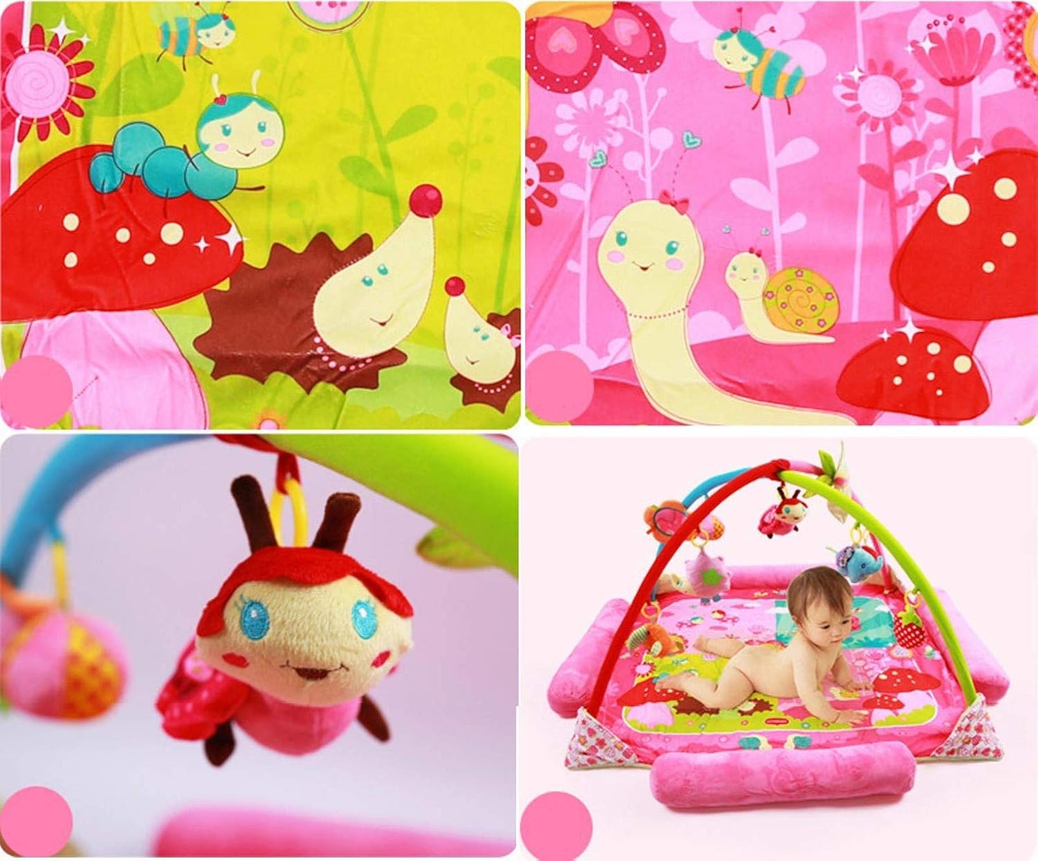 Rural Scenery Baby Playmats Infants Play Activity Gym with Pendant Toys Foldable Crawling Mat
