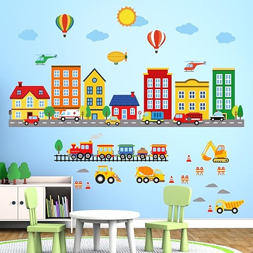 Miniatura 3 de DECOWALL DS-8051 - Calcomanías de pared para edificios y transportes, para dormitorio, habitación de los niños, cuarto del bebé, automóvil,