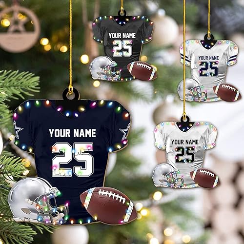 Miniatura 7 de MoonArt Adornos de fútbol personalizados con nombre 2023, adornos personalizados de fútbol de Navidad, adorno colgante para árbol de Navidad
