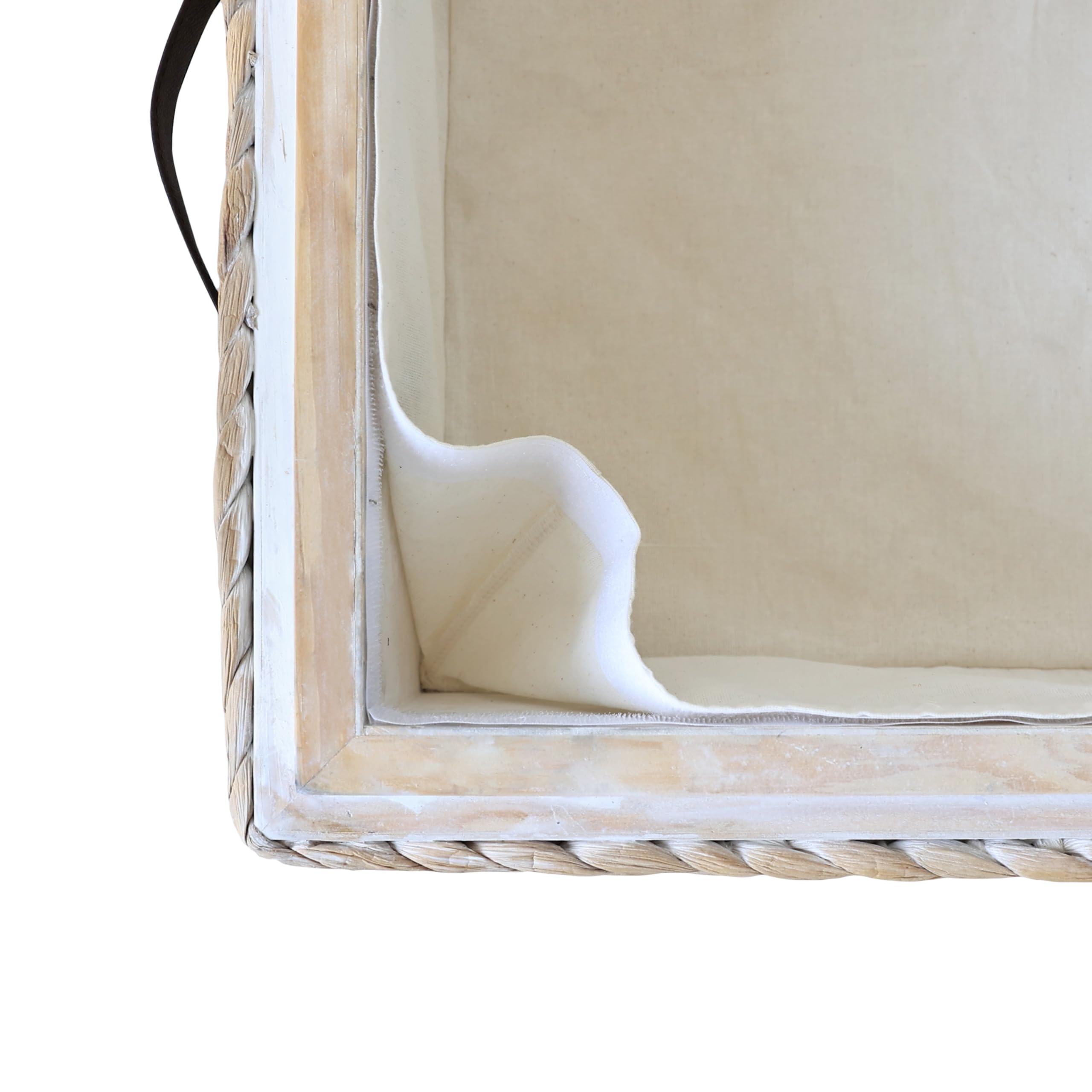 happimess Chett BSK1006C Minimalistischer handgewebter Hyazinthe/Holz, Unterbett-Aufbewahrungsbehälter mit Rollen und Griffen für Aufbewahrung und Dekoration in Badezimmer, Schlafzimmer, Schrank,