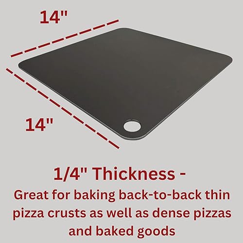 Acero para pizza de 14 x 14 pulgadas (grosor de 14 pulgadas)  Acero de cocina multiusos para hornos y parrillas  Fabricado en los Estados Unidos