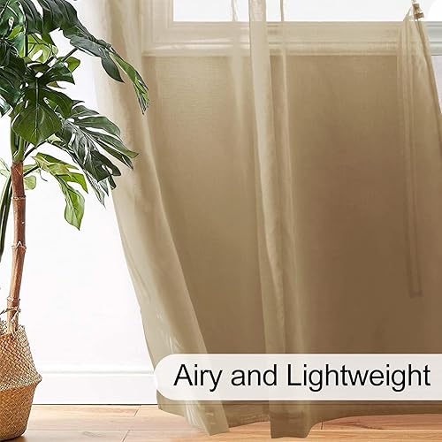 Miniatura 6 de XWZO Cortinas transparentes de 84 pulgadas de largo, juego de 2 paneles para dormitorio, filtro de luz, aireadas y transpirables, de lino sintético