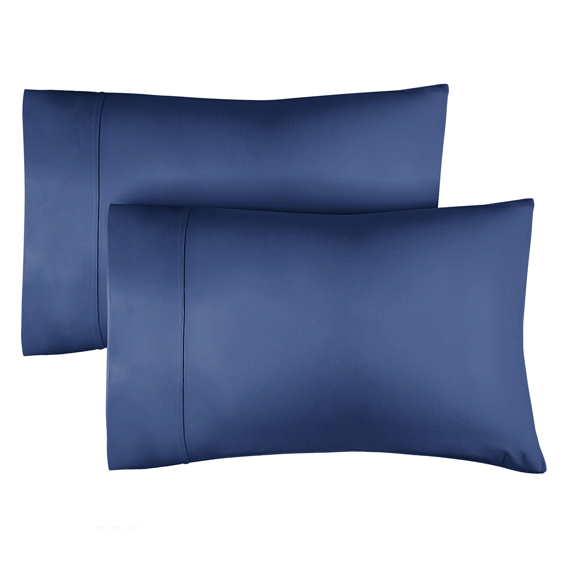 Pillowcases 2 Pack Standard Size 50x75 cm Navy Blue, Brushed Microfiber with Envelope Closure