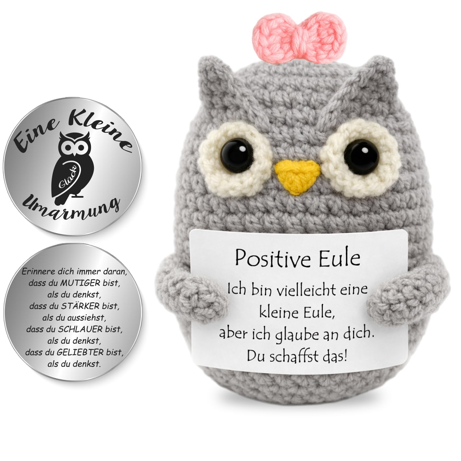 Tixlux Pocket Hug Fröhlicher Pinguin, Kreative Strickwolle Pinguin Dekofigur und Kleine Umarmung Glücksbringer, MutmacherGeschenk, Gute Besserung Geschenk, Weihnachten