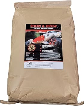 HALF OFF PONDS Show & Grow Koi Fish Food - 50 lb Floating Pellets, 5mm Size - Goldfish Food for Ponds - 35% Protein with Beta Carotene & Vitamins - Enhances Color Vibrancy & Body Definition