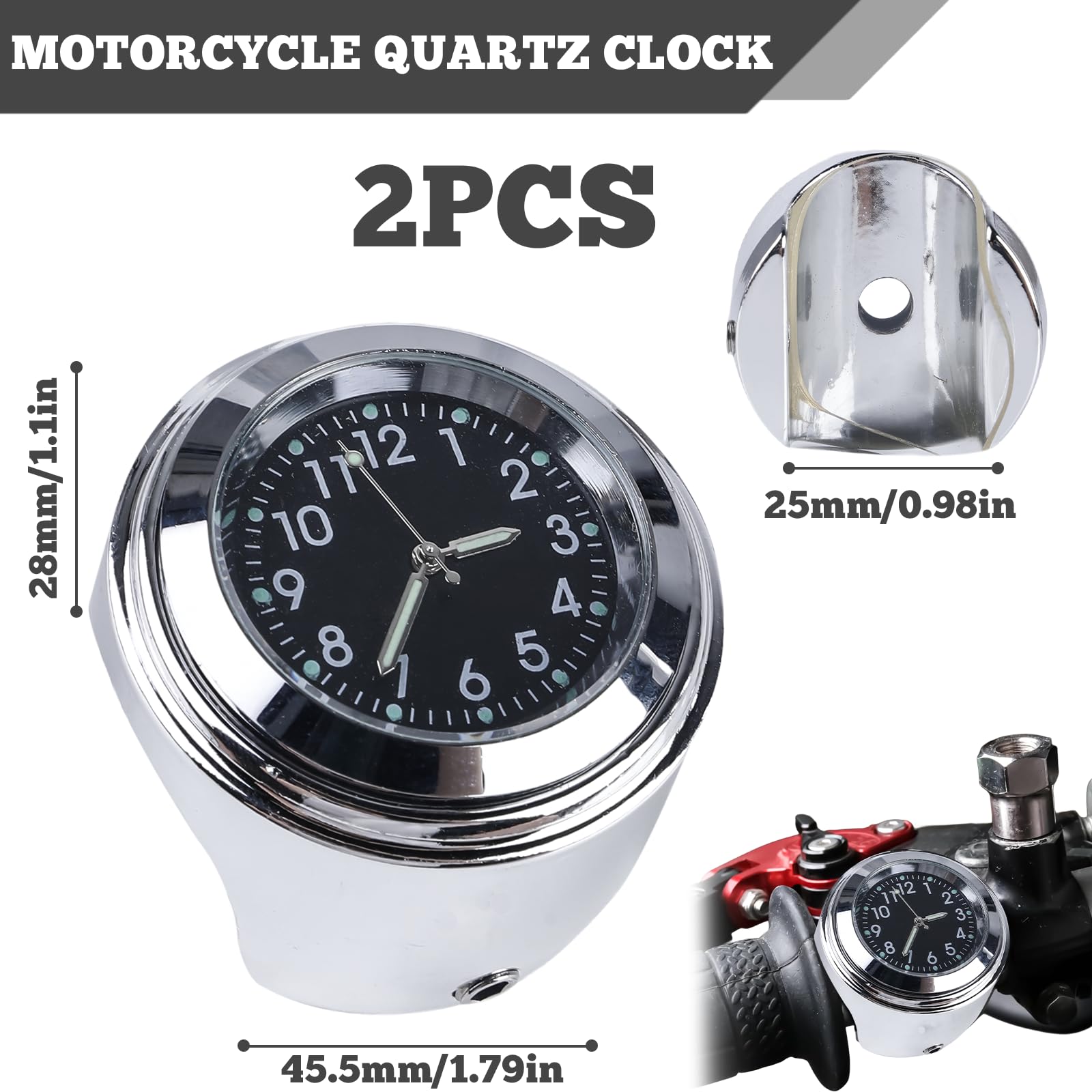 Orologio Da Manubrio Moto HpLive - Impermeabile IPX7, Alluminio, Nero