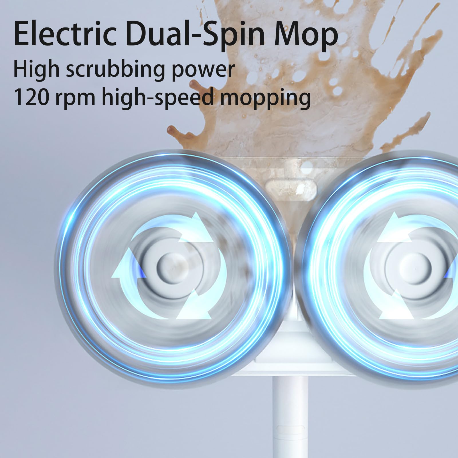Mopa eléctrica inalámbrica con pulverizador de Agua y fregado autopropulsado, 40 Minutos de autonomía y depósito de 290 ml para la Limpieza de Suelos de Madera y baldosas de múltiples Superficies