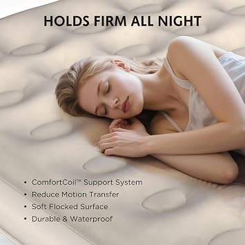 Simpli Comfy Queen EZ Bed Self-Inflating Air Mattress with Integrated Frame, Pump and Rolling Case, Inflatable Bed with Wheels