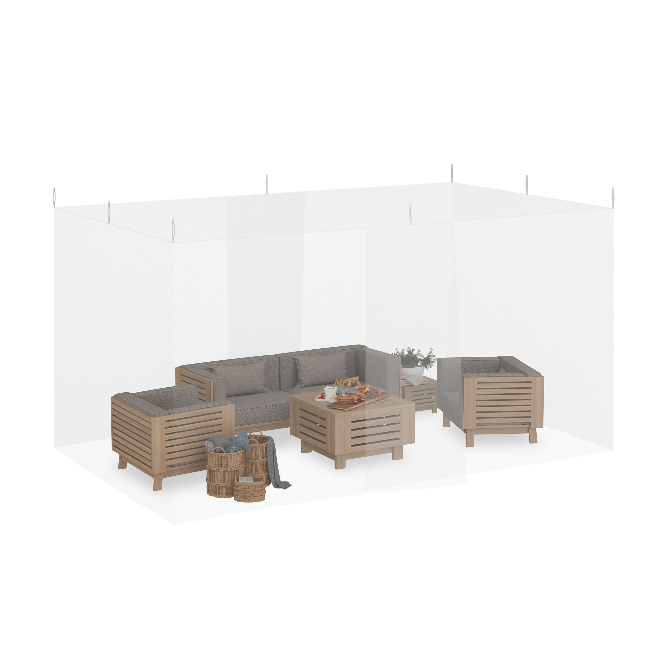 Relaxdays Mosquitera Patio, 250x300x500cm, Malla Antimosquitos, Terraza, Camping, Interior y Exterior, Poliéster, Blanco
