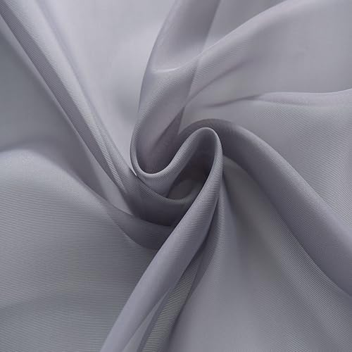 Miniatura 6 de SpaceDresser Paneles de cortina básica de gasa transparente con bolsillo para barra, color blanco, 1 par de 2 paneles de 70 pulgadas de ancho y 84