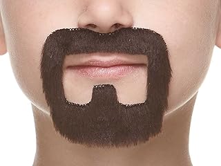 Mustaches Fake Beard, Self Adhesive, Novelty, Small Inmate False Facial Hair, Costume Accessory for Kids, Dark Brown Color