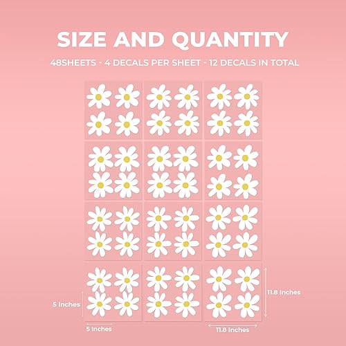 Miniatura 5 de EGD Calcomanías de margaritas para decoración de pared, calcomanías de pared con diseño floral I para guardería, decoración de pared para niña,