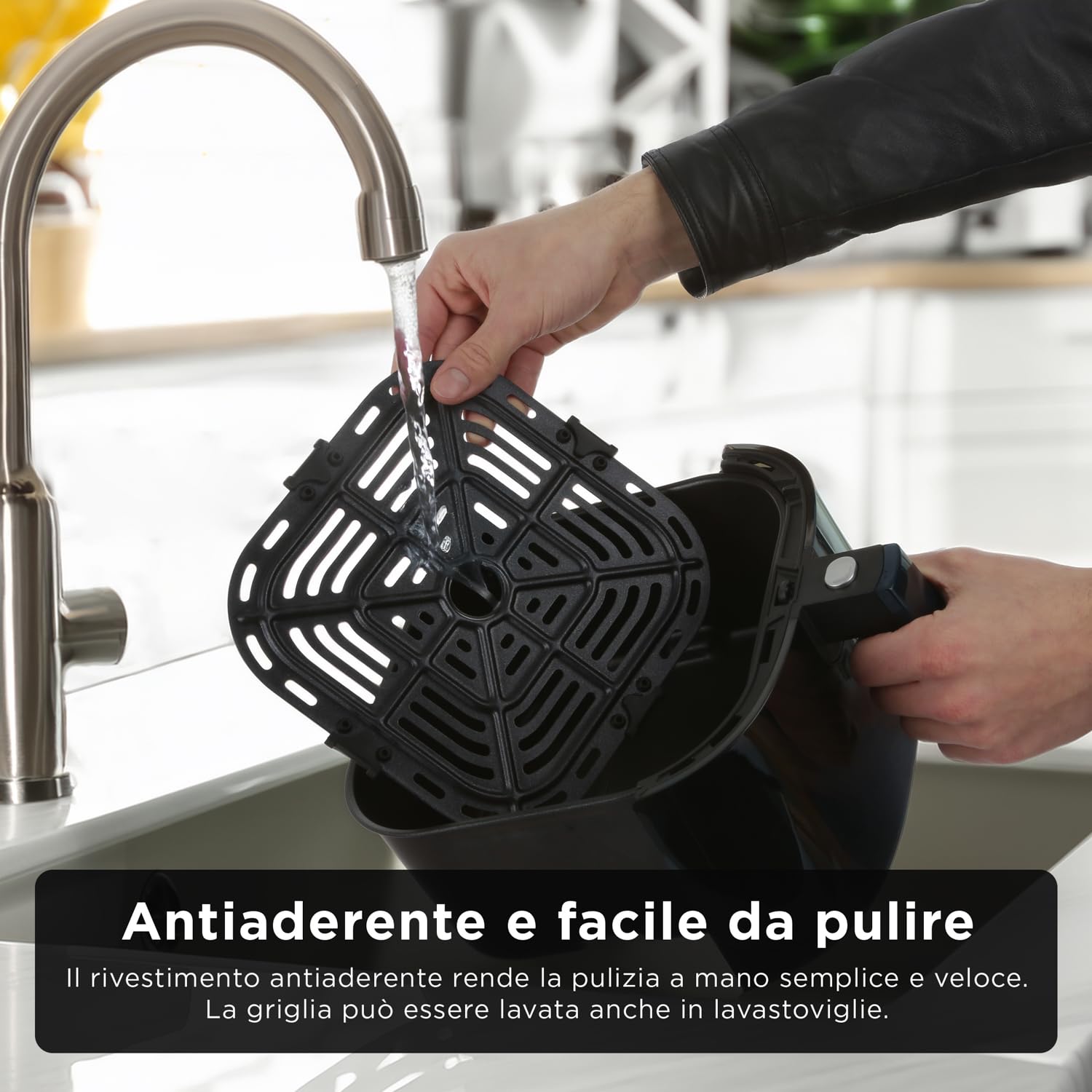 KASANOVA Friggitrice ad aria display digitale 12 programmi, capacità 5 L con finestra trasparente, cottura leggera senza olio e fumo, 1500 W (Blu)