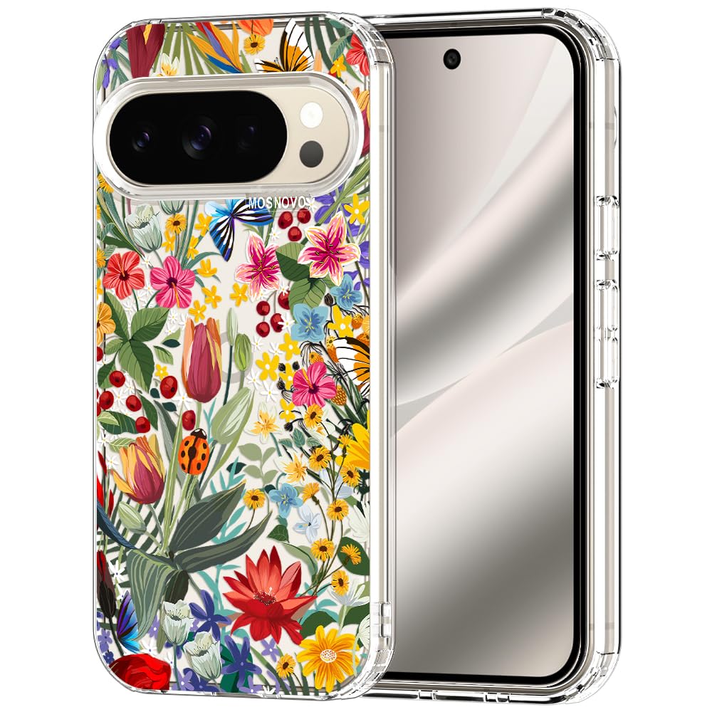 MOSNOVO Case for Google Pixel 9 & Pixel 9 Pro, [Buffertech 6.6ft Military-Grade Drop Protection] [Anti Peel Off Tech] Clear TPU Bumper Phone Case Cover Design - Great Wave — view 129
