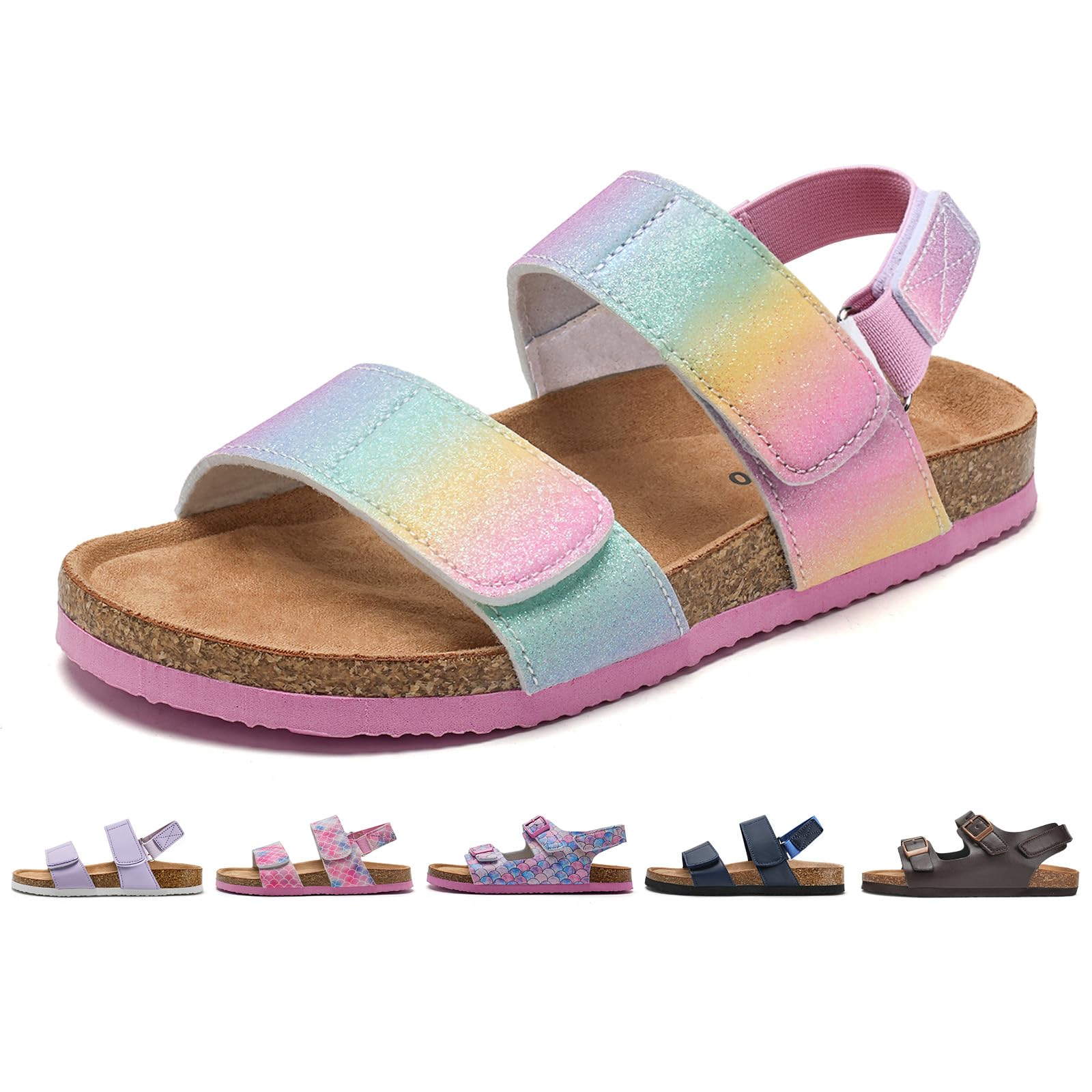 Torotto Sandalen Mädchen Jungen Mit Kork Sandals Kinder Pantoffeln Riemen Verstellbare Schnalle Rutschfeste Mit Klettverschluss Sandaletten für Drinnen und Draußen
